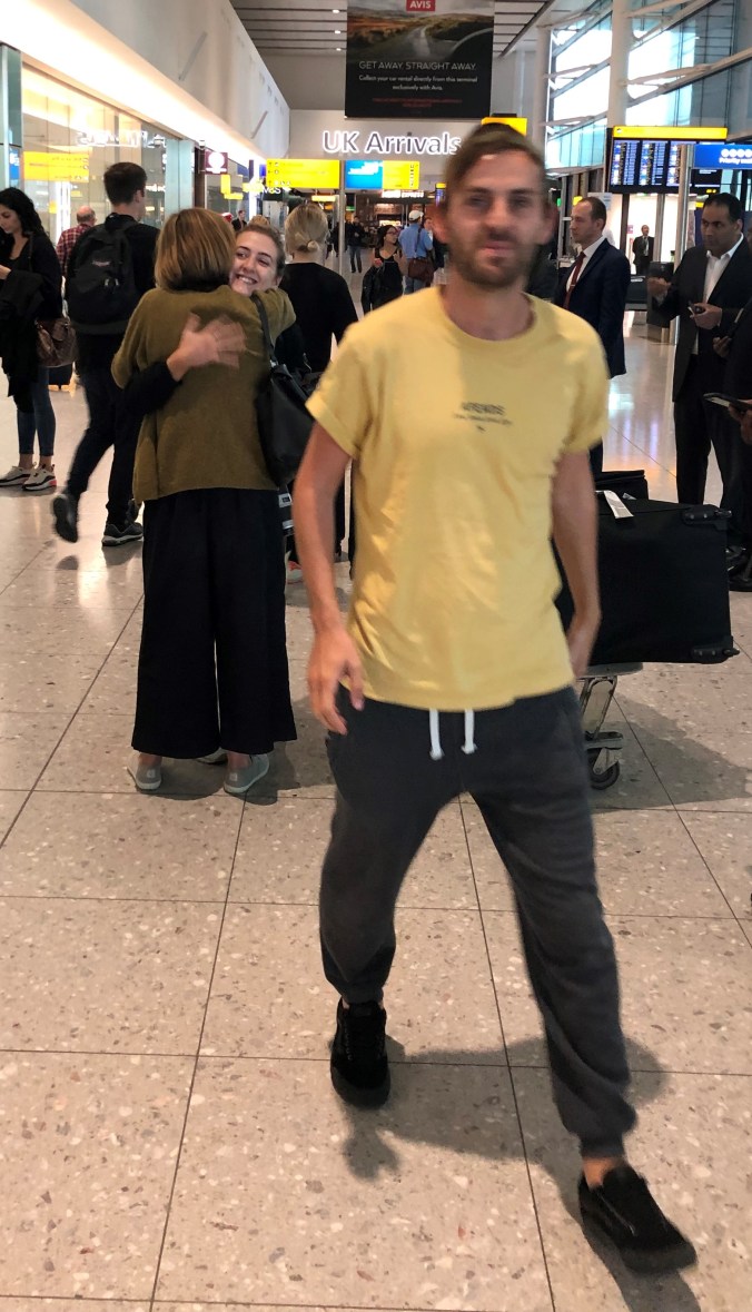 YS At Heathrow.  Big Hug Imminent!