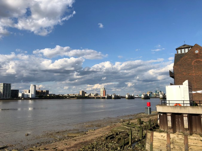 View Of The Thames Barrier From The Anchor and Hope Pub Before The Big Game