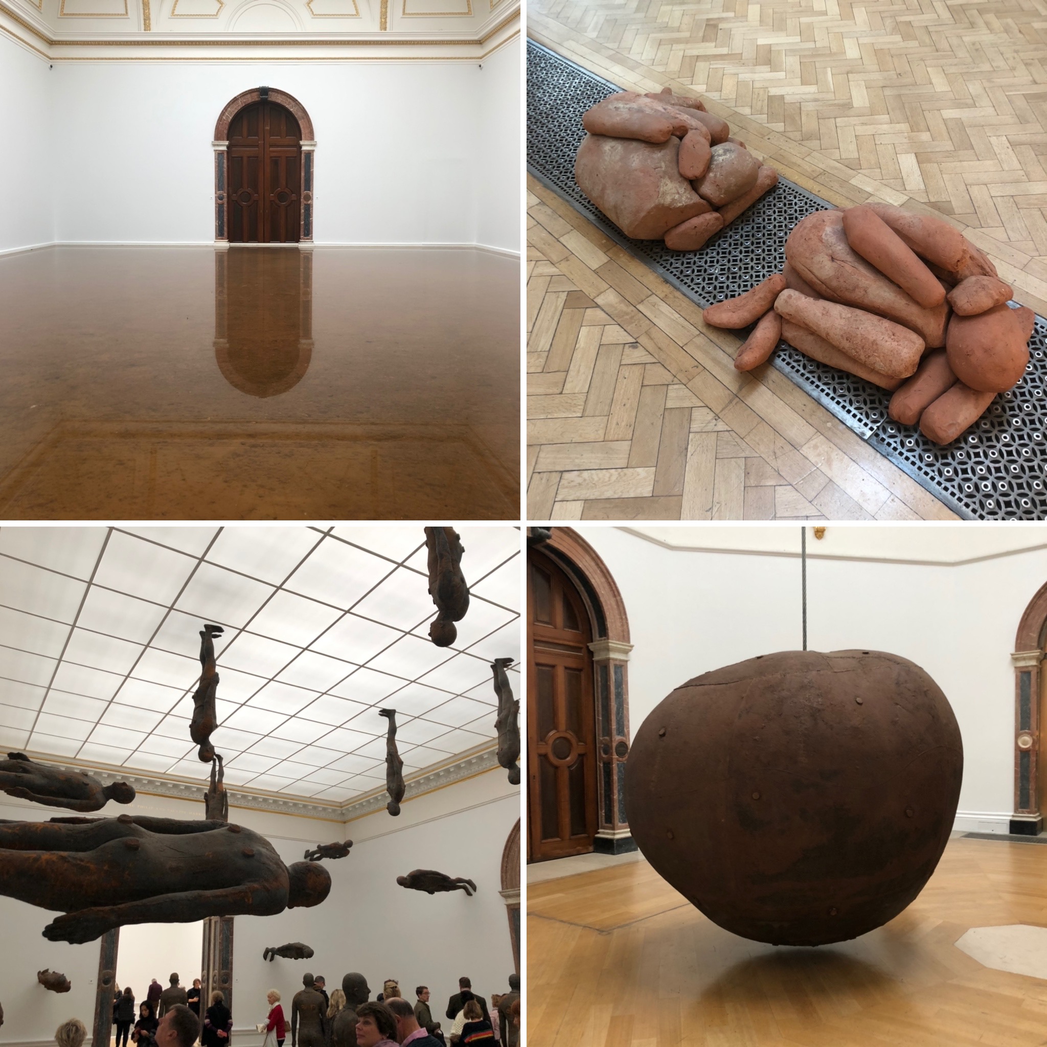 Host (2019), Piles (2018), Lost Horizon (2008) and Fruit (1993) By Antony Gormley At The Royal Academy