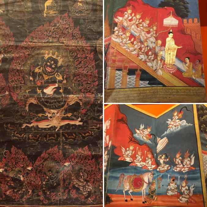 A Scroll Depicting Mahakala (A Protector Deity) And Tales From The Historical Buddha's Life In Folding Books