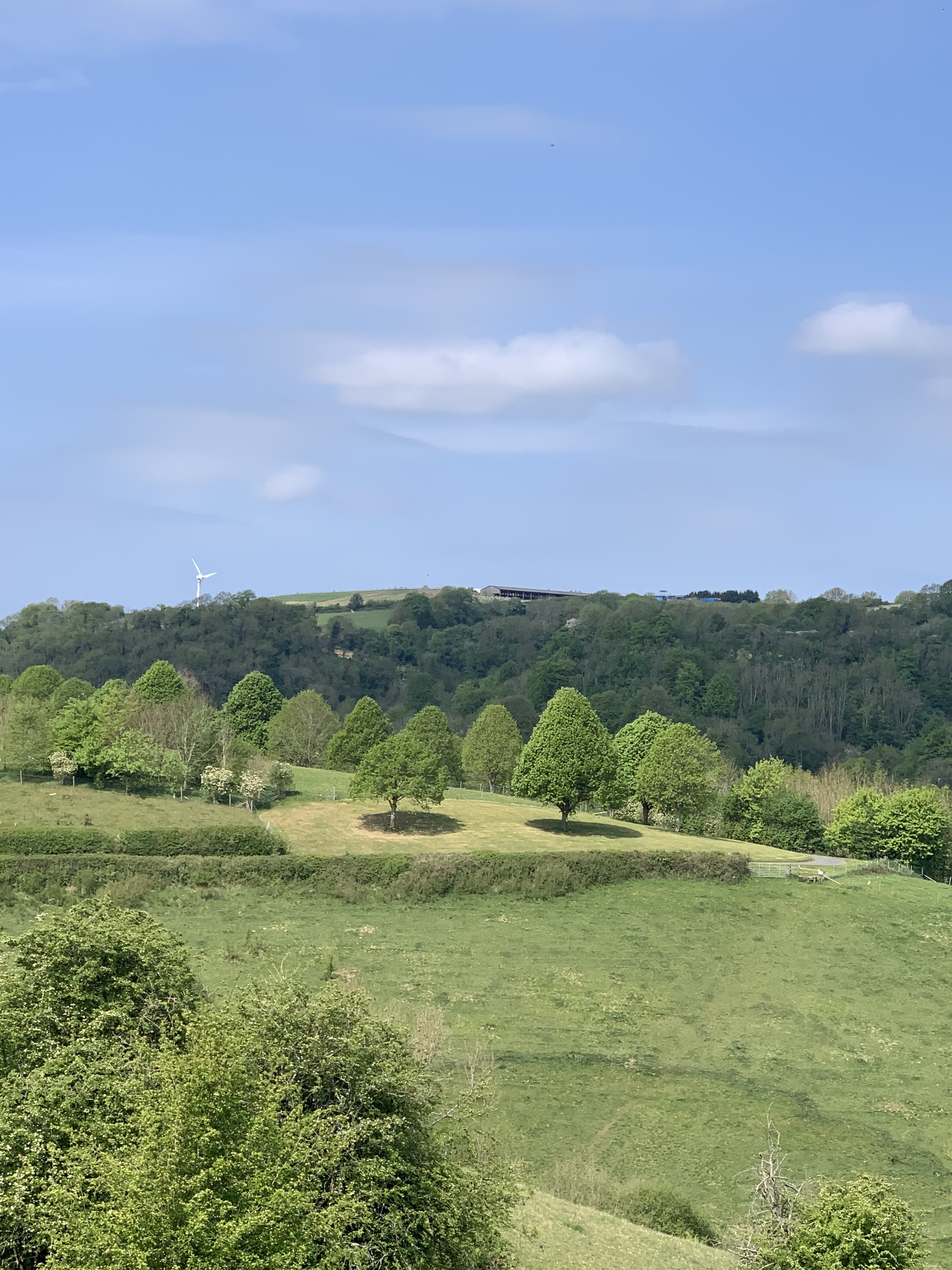 Blue, Vapour Trail Free Skies Above Quintisential English Countryside