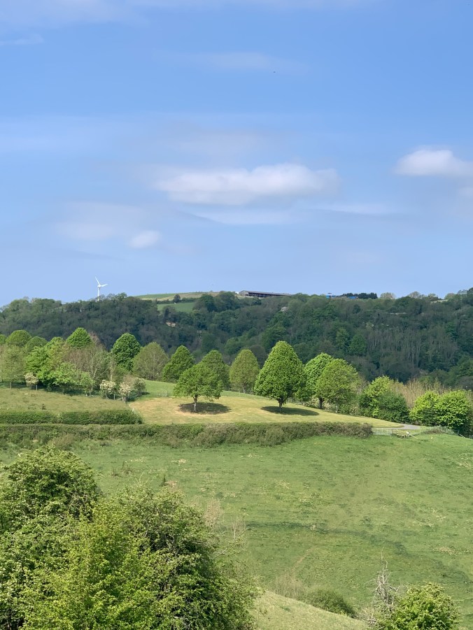 Blue, Vapour Trail Free Skies Above Quintisential English Countryside