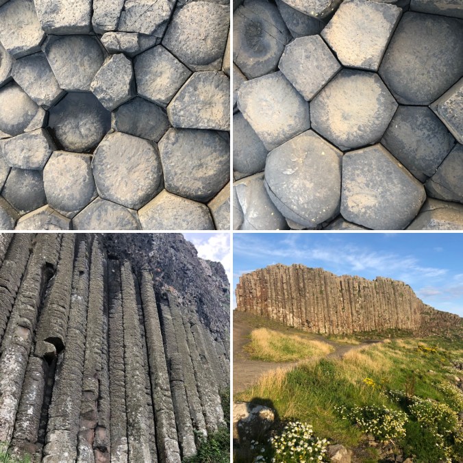 Some of the 40,000 Hexagonal Basalt Column Tops Forming the Causeway And (Bottom Left) Other Huge Columns Forming Cliffs