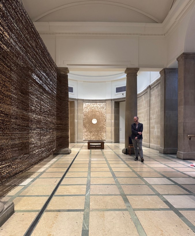 'Fence' (left) And One Of Two 'Sheep Paintings' (2025) by Andrew Goldsworthy at The Scottish National Gallery