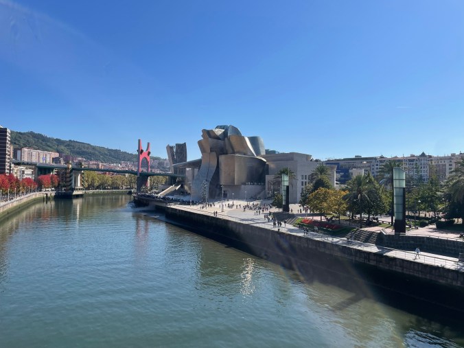 The Guggenheim From A Bridge Across Ria De Bilbao