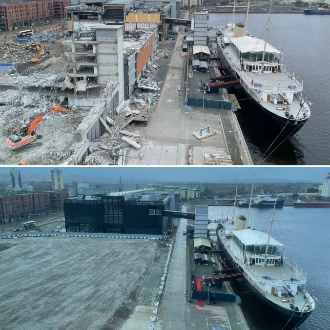 View From Port of Leith Distillery: Last Year (Top) Versus This Year